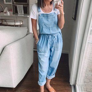 Blue Denim Overalls Jumpsuit Rompers Belted Hole Hollow Out Pocket Women Casual
